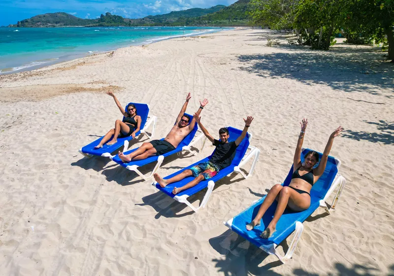 Cruisers relaxing at the beach after ALT Quads ride